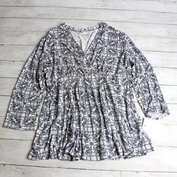 Croft & Barrow Womens Wrap Blouse Size L Floral 3/4 Sleeves - Picture 2 of 6